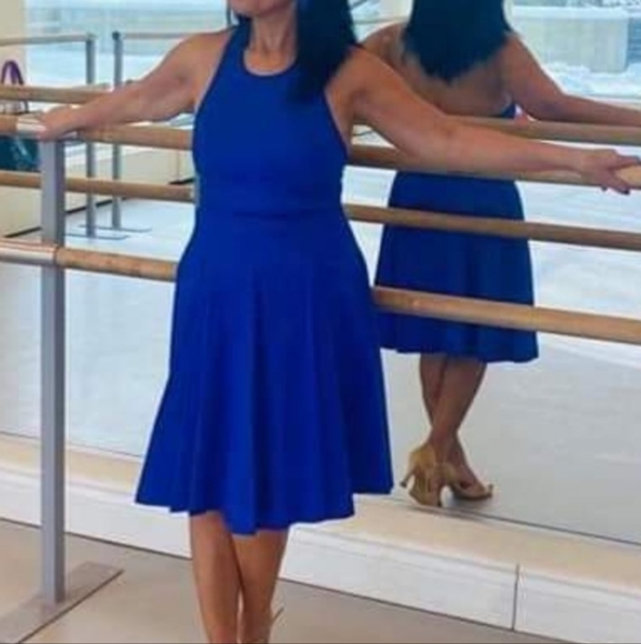 Jessica Simpson Halter/Flare Blue Dress US2 - Picture 2 of 8